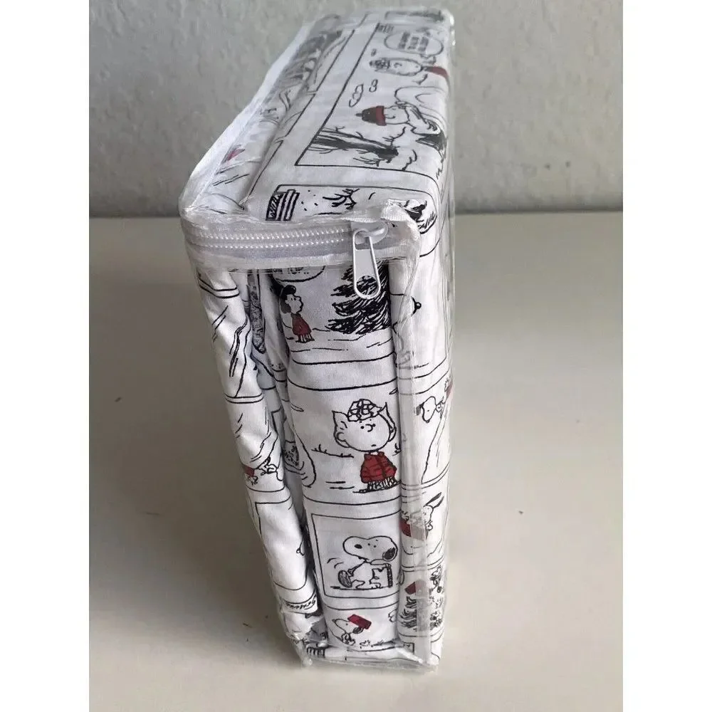Peanuts Snoopy Holiday Christmas Comic Strip Queen Size‎ Soft Sheet Set NEW